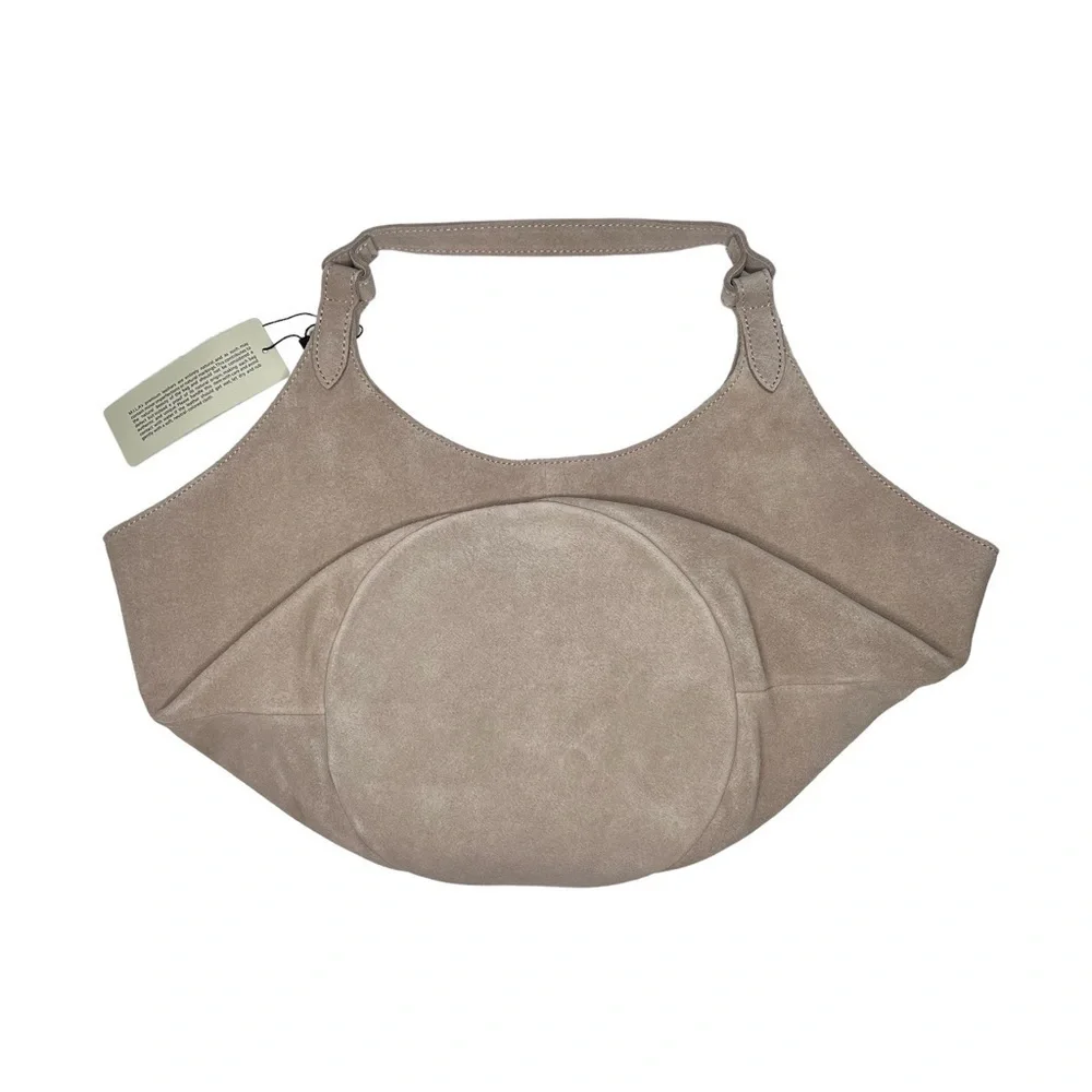 NWT M.I.L.A. Made in Los Angeles Emma Shoulder Hobo Bag Stone Suede - Picture 4 of 14
